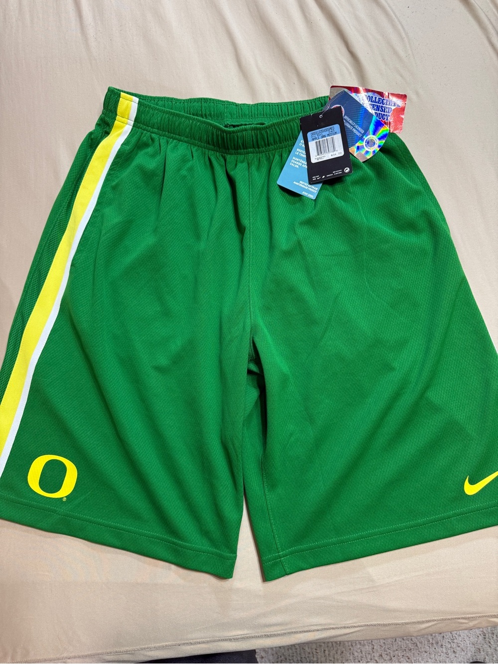 Nike Green Men's Athletic Shorts with Yellow & White Trim